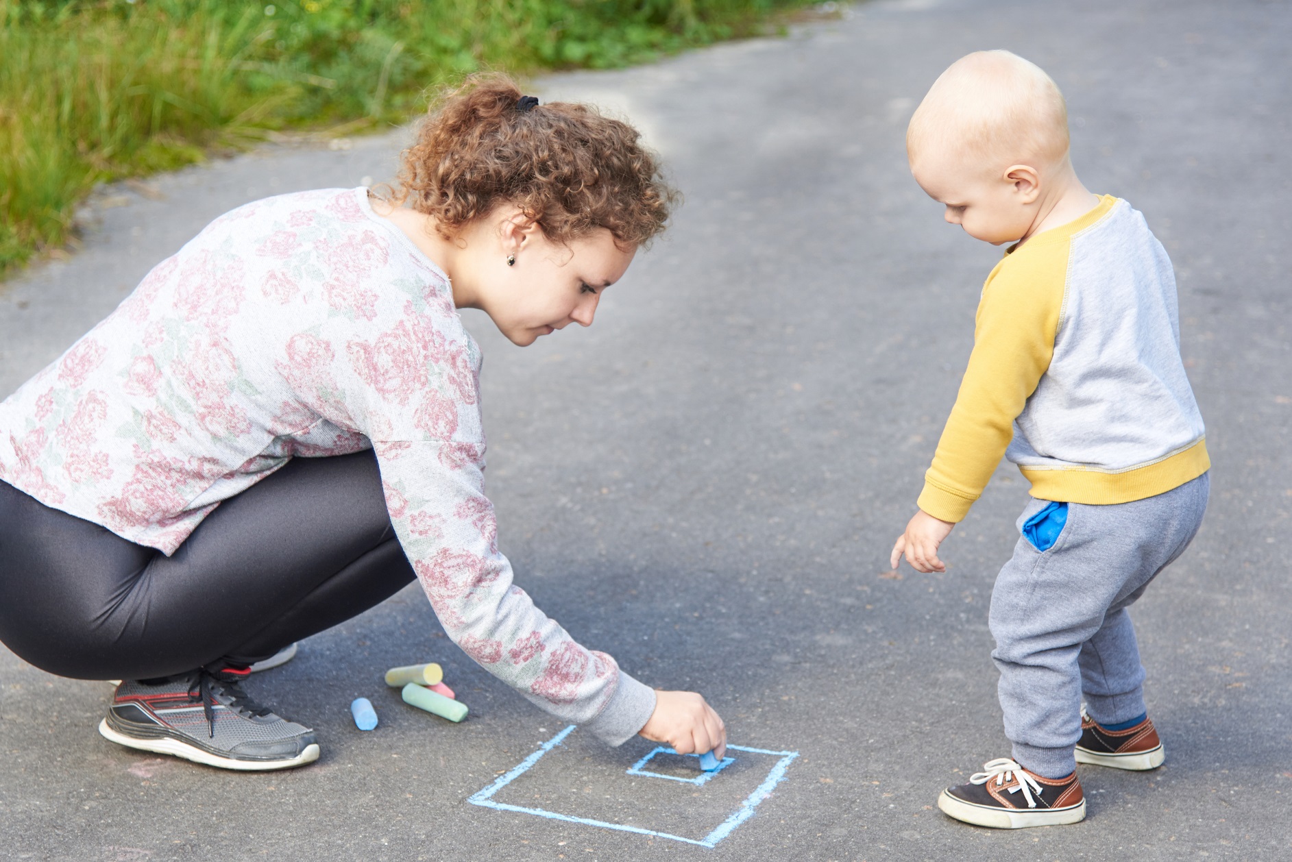 sidewalk chalk child speech language development activity